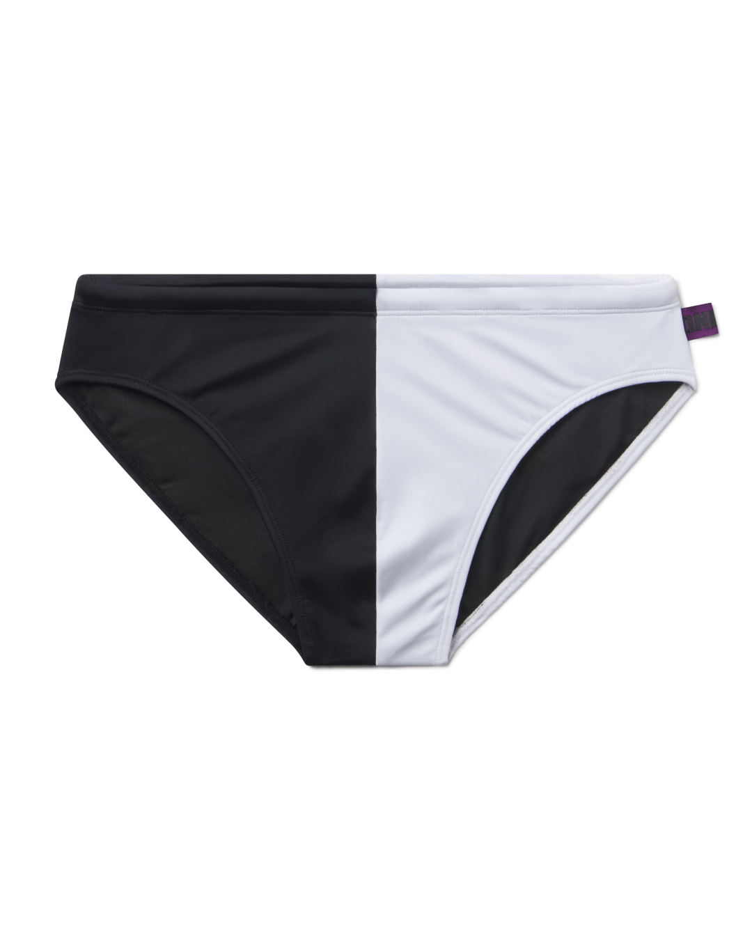 Onishi Two-Tone Swim Brief in Black & White – Men’s Swimwear, Front View