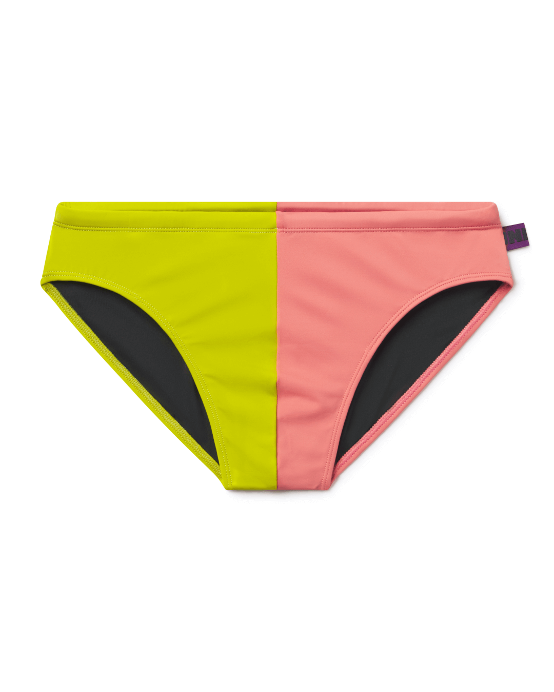 Onishi Two-Tone Swim Brief in Kiwi & Sakura (Green & Pink) – Men’s Swimwear, Front View